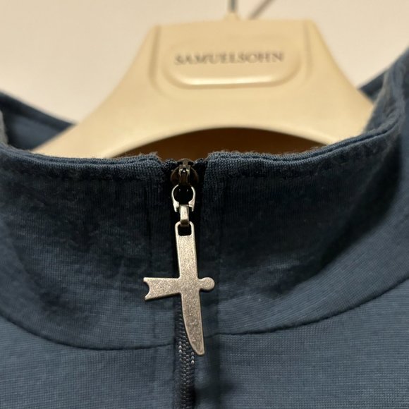 Untouched World Blue Wool Half Zip Long Sleeve Sweater- XL - Picture 5 of 8